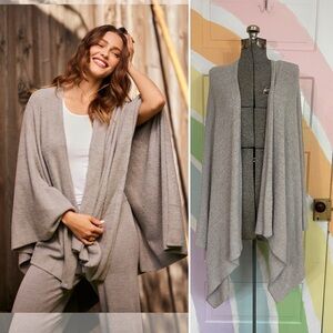 Barefoot Dreams CozyChic Lite Knit Weekend Wrap Open Front Blanket Cardigan 🧡🎀